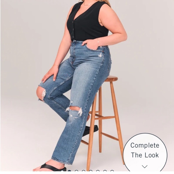 Abercrombie & Fitch Curve Love Ultra High Rise 90s Straight Jean - Picture 2 of 4